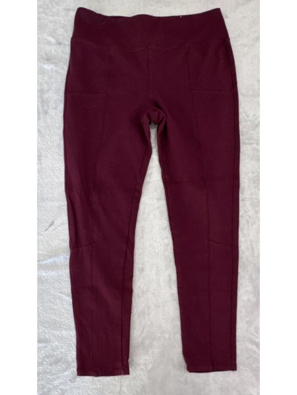 Mudd Women's Regular Legging Burgundy Size L Solid Pattern Stretch Pockets